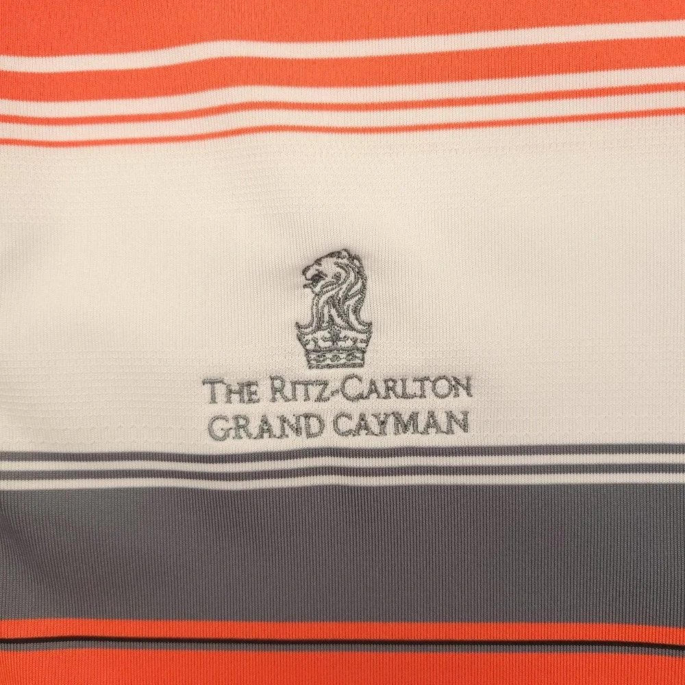 Adidas Puremotion Polo Shirt Mens S‎ White Stripe Ritz Carlton Golf Performance